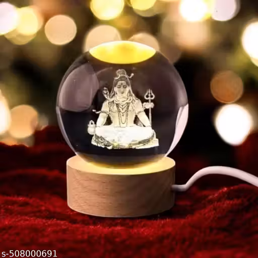 KANAK Trendy 3D Shiva Glass Ball Night Lamp,Lord Shiva Ball Night Light, USB Table Colorful LED Wooden Ball for Home Decoration Birthday Gift for Teens Boys and Girls