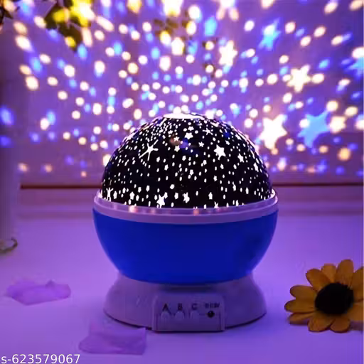 Plastic Star Master Galaxy Night Projector Lamp 360° Rotating Led Starry Light with Moon, Ocean Wave & Astronaut Effects Battery Operated for Bedroom Décor Gift for All Multicolor