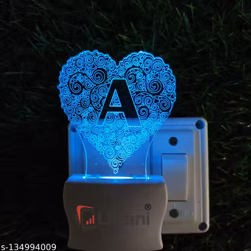 Ukani ALPHABET A Acrylic 3D Optical Illusion Night Lamp, RGB 7 Colors Auto Colour Changing LED Plug and Play Night Light, Office Day Light, For Home and Office Use, Best for Gift, Multicolour – 7CM+3.5CM