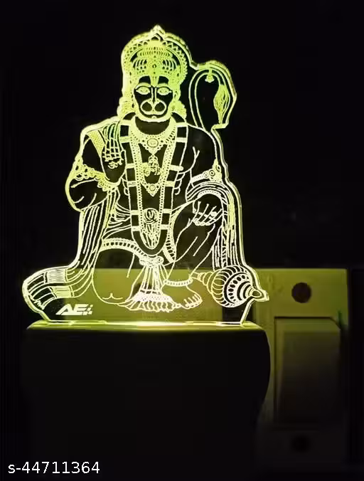 light night lamp lite led light god hanumanji bajarangbali tample bhagvan hindu sanatan 100 mandir multicolour auto colour changing