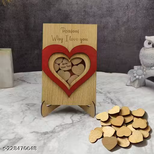 Phirki Studio Wooden Heart-Love Rectangle Shape Showpiece Gifts For Valentine Day -For Him For Her