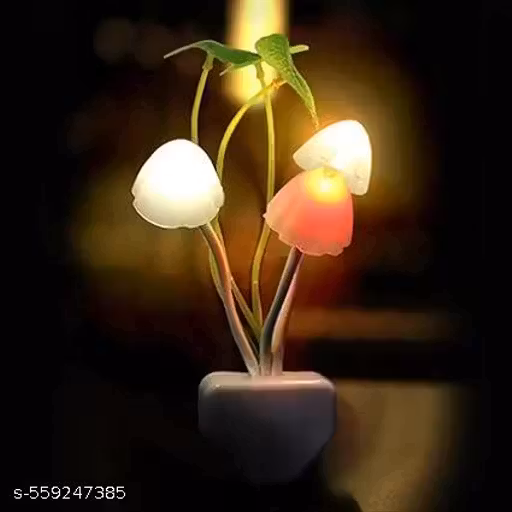 REVIRO HOME Magic 3D LED Night Lamp with Plug Smart Sensor auto On/Off and Color Change Mushroom Flowers Beautiful Illumination Home Decoration Lights for Bedroom Corridor (Multicolour)