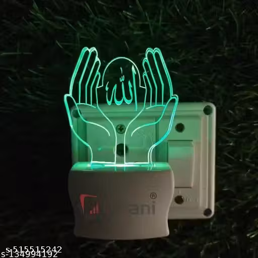 Krinza Night Lamp 3D ALLAH – ISLAM 3D LED 7 MULTI COLOR Changing NIGHT LAMP Home Decor Items Acrylic Portable wall lamp for office , shop, Home , Corporate Gifts