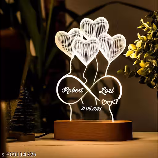 Customized 3D Engraved LED Heart Lamp | Handcrafted Personalized Wedding Gift for Anniversary, Couple, Wife, Husband, Parents, Friend