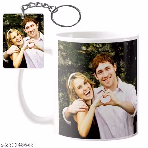 Mug with Photo White Ceramic Cup Customized/Personalized with Picture, Text, Quotes, Name Gifts for Birthday, Anniversary, Valentine’s Day 325 ML (Free Key Chain)